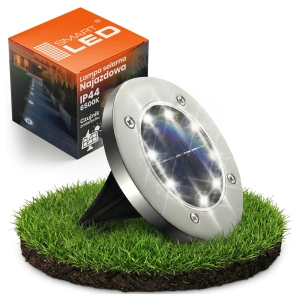 Lampa Solarna LED Ogrodowa IP44 Najazdowa Gruntowa Dyski Czujnik Zmierzchu