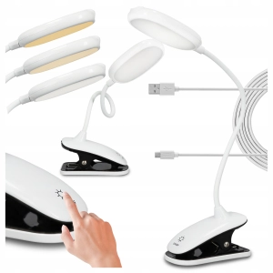 Lampka Na Biurko Biurkowa LED Na Klips Akumulatorowa Dotyk Do Czytania CCT