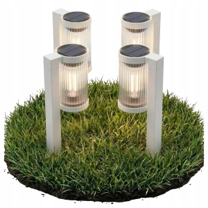 Lampa Solarna LED Ogrodowa Słupek IP65 58cm Ciepła Czujnik Zmierzchu Ryfle