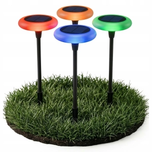 Lampa Solarna LED Ogrodowa Wbijana IP65 75cm RGB Grzybek Czujnik Zmierzchu