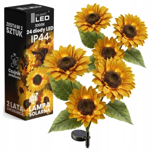 Lampa Solarna LED Słonecznik Ogrodowa Wbijana Kwiaty IP44 Zewnętrzna Słupek