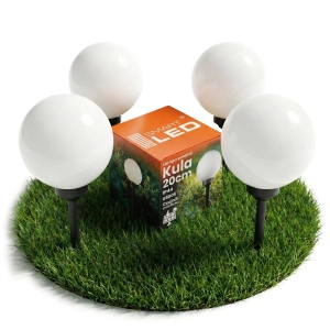 Lampa Solarna LED Ogrodowa Kula Wbijany Słupek 20cm Czujnik Zmierzchu Mocna