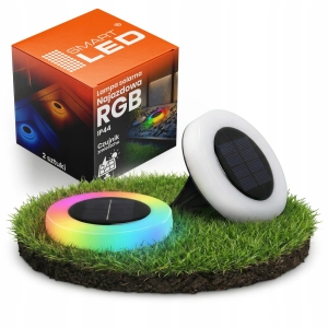 Lampa Solarna LED Najazdowa Ogrodowa Wbijana Dyski RGB Czujnik Zmierzchu