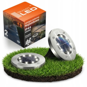 Lampa Solarna LED Ogrodowa IP44 Najazdowa Gruntowa Dyski Czujnik Zmierzchu