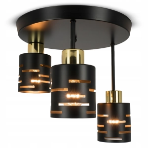 Lampa Sufitowa 3X E27 LED Żyrandol Plafon Natynkowy Oprawa Czarna