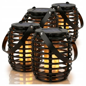 Lampa Solarna LED Wisząca Ogrodowa Lampion Płomień Retro IP44 Pochodnia