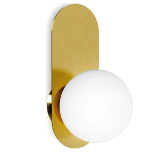 Kinkiet Ścienny LED Złoty Lampa 1X G9 Biała Kula Szklana Sypialnia Salon
