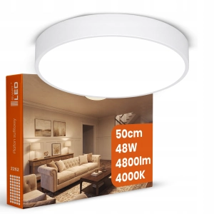 Plafon Natynkowy LED 50cm Okrągły Biały 48W 4800lm Neutralny Nowoczesny