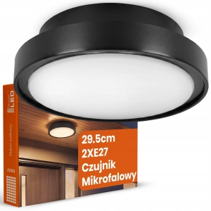Plafon Lampa Sufitowa z Czujnikiem Ruchu Zmierzchu Natynkowa 2X E27 IP54