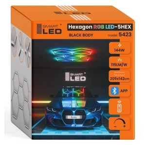 LAMPA LED HEXAGON Sufitowa 144 W RGB Plafon do Garażu Biura Pilot Aplikacja