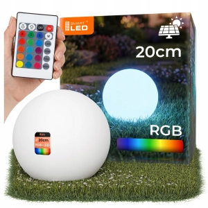 Lampa Ogrodowa Kula Do Ogrodu LED Solarna Wbijana RGB Pilot IP65 20cm
