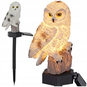 Lampa Solarna Ogrodowa LED Sowa Wbijana 40cm Lampka Czujnik Zmierzchu Dekor