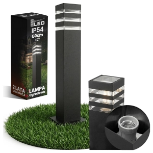 Lampa LED Ogrodowa 50cm E27 Zewnętrzna Stojąca Słupek IP54 Czarna 230V
