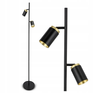 Lampa Stojąca Podłogowa 2X GU10 LED Regulowana Do Czytania Włącznik Czarna