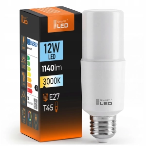 Żarówka LED E27 T45 12W 1140lm Biała Ciepła 3000K Nie Mruga Świeczka Wąska