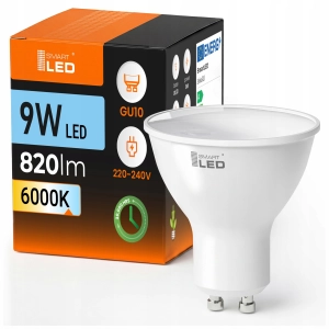 Żarówka LED GU10 9W 820lm Barwa Zimna Biała 6000K Halogenowa NIE MRUGA