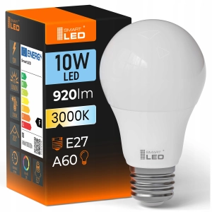 Żarówka LED E27 10W 920 lm Mocna Ciepła 3000K Klasyczna A60 230V NIE MRUGA