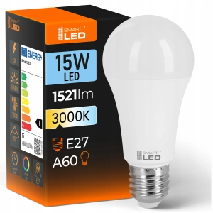 Żarówka LED E27 15W A60 1500lm Mocna Nie Mruga Ciepła Halogenowa 230V