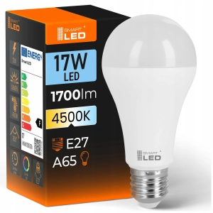 Żarówka LED E27 17 W 1700 lm Mocna Neutralna 4500K A65 230 V NIE MRUGA