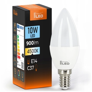 Żarówka LED E14 C37 10W 900 lm Neutralna 4500K Świeczka Świeca NIE MRUGA