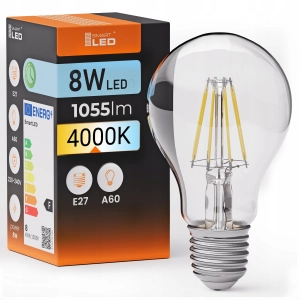 Żarówka LED E27 A60 8W 1055 lm Barwa Neutralna 4000K Filament Edison Retro