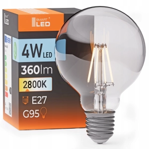 Żarówka LED E27 Filament 4W 2800K Edison Ozdobna G95 Dekoracyjna Duży Gwint