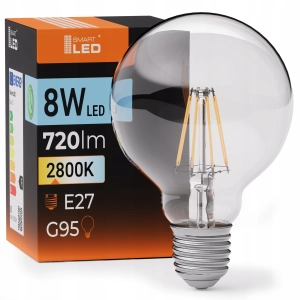 Żarówka LED E27 G95 8W 1055 lm Barwa Ciepła 2800K Bańka Filament Edison
