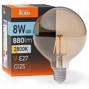 Żarówka LED E27 G125 8W 880lm Barwa Ciepła 2800K Filament Edison Bańka Kula