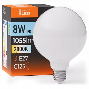 Żarówka LED E27 G125 8W 1055lm Barwa Ciepła 2800K Bańka Duża Filament Milk