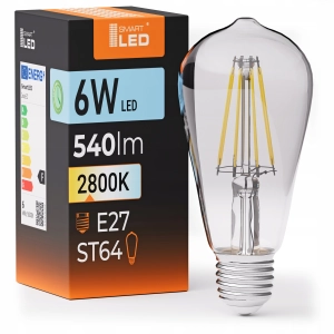 Żarówka LED E27 ST64 6W 540 lm Barwa Ciepła 2800K Filament Edison Retro