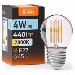 Żarówka LED E27 G45 4W 440 lm Barwa Ciepła 2800K Kulka Filament Edison 230V