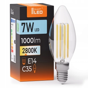 Żarówka LED E14 C35 7W 1000 lm Barwa Ciepła 2800K Świeca Świeczka Filament