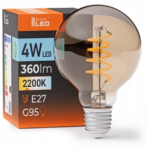 Żarówka LED E27 G95 4W 360 lm Barwa Ciepła 2200K SOFT Filament Edison Bańka