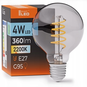 Żarówka LED E27 G95 4W 360 lm Barwa Ciepła 2200K SOFT Filament Edison Bańka