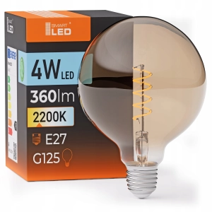 Żarówka LED E27 G125 4W 360lm Barwa Ciepła 2200K Filament Edison Ozdobna