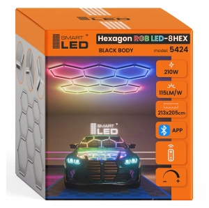 LAMPA LED HEXAGON Sufitowa 210 W RGB Plafon do Garażu Biura Pilot Aplikacja