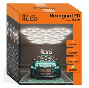 LAMPA LED HEXAGON Sufitowa 850 W Oświetlenie do Garaż Warsztat 484 x 279 cm