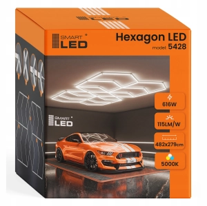 LAMPA LED HEXAGON Sufitowa 616 W Oświetlenie do Garaż Warsztat 482 x279 cm