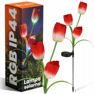 Lampa Solarna LED Ogrodowa Kwiaty Tulipany RGB Do Ogrodu Czujnik IP44