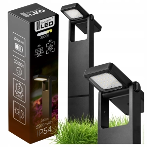 Lampa Solarna Ogrodowa LED Wbijana Słupek Czujnik Zmierzchu 3000K Ogród