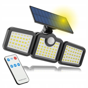 Lampa Solarna LED Czujnik Ruchu Zmierzchu Naświetlacz Zewnętrzny Pilot