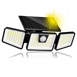 Lampa Solarna LED Czujnik Ruchu Zmierzchu Naświetlacz Zewnętrzny 3 tryby