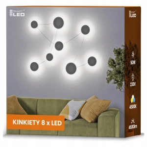 Kinkiet Ścienny LED Czarny Lampa Ścienna Okręgi Na Ściane Wewnętrzny 50W