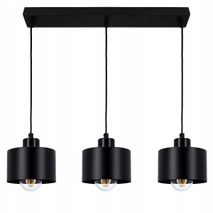 Lampa Wisząca Sufitowa Żyrandol LED 3x E27 Plafon Tuba Klosz Metal Zwis