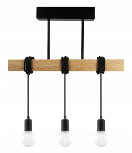 Lampa sufitowa wisząca drewniana belka loft 3XE27 natynkowa żyrandol plafon