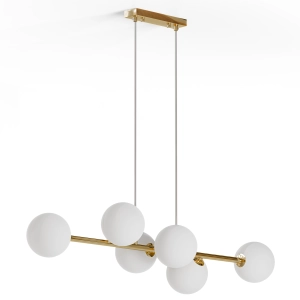 Lampa Wisząca Złota Sufitowa LED 6x G9 Kule Klosz Mleczny Loft Żyrandol