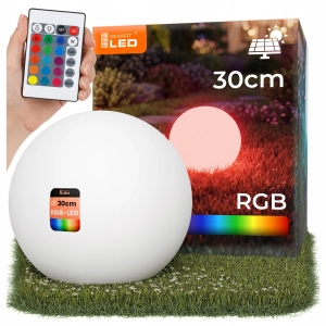 Lampa Ogrodowa Kula Do Ogrodu LED Solarna Wbijana RGB Pilot IP65 30cm