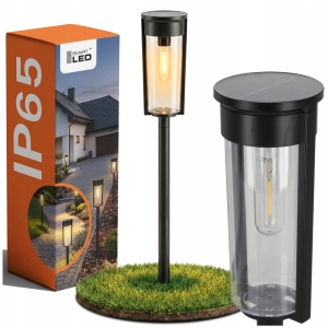 Lampa Solarna Ogrodowa LED IP65 Wbijana Słupek Czujnik Zmierzchu Czarna