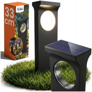 Lampa Solarna Ogrodowa LED Słupek Wbijany IP65 Czarny Czujnik Zmierzchu