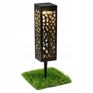 Lampa Solarna Ogrodowa LED Słupek Wbijany Lampion Czujnik Zmierzchu Ażurowa